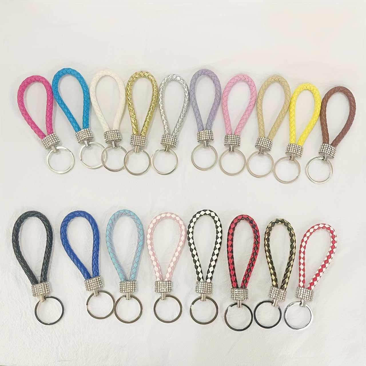 Braided Leather Rope Keychain Car Pendant Couple Bag Accessories