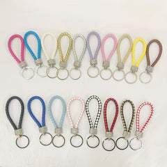 Braided Leather Rope Keychain Car Pendant Couple Bag Accessories