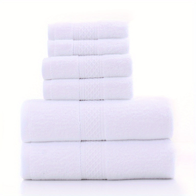 6pcs Solid Towel Set Soft Skin-friendly Cotton Towels for Home Bathroom