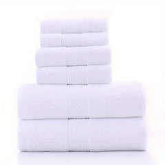 6pcs Solid Towel Set Soft Skin-friendly Cotton Towels for Home Bathroom