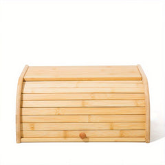 Large Natural Bamboo Roll Top Bread Box For Kitchen Countertop