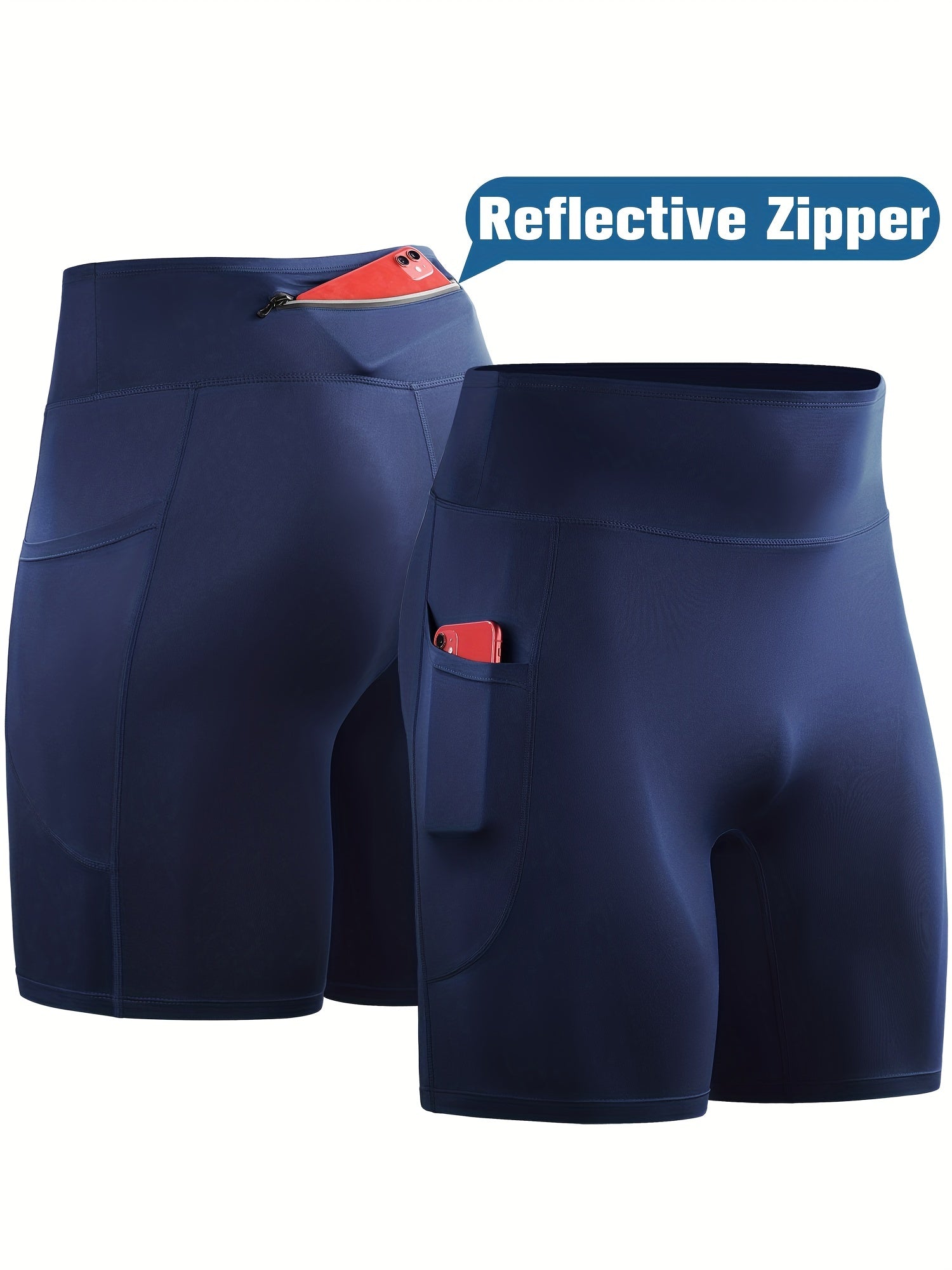 Men's Compression Shorts with Zipper Pocket Quick Dry Base Layer Sportswear