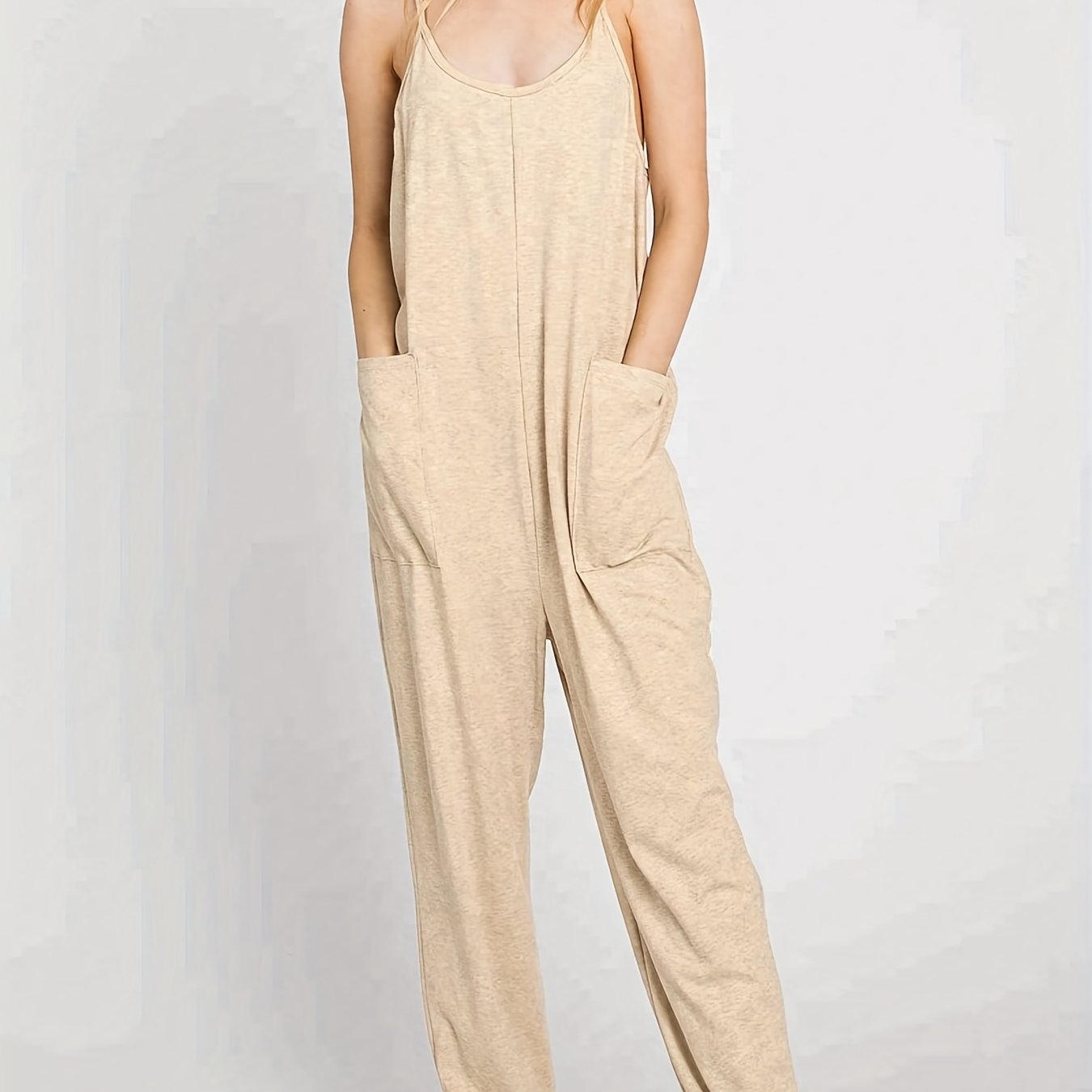 Solid Lounge Jumpsuit With Pockets - Women's Loungewear
