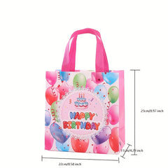 12 Pcs Happy Birthday Non-woven Bags - Kids Treat Bags - Waterproof Gift Bags