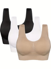 3pcs Seamless Wirelss Sports Bras Comfy & Breathable