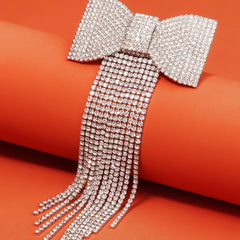 Long Tassel Hair Clip Women's Rhinestone Bow Hair Clip