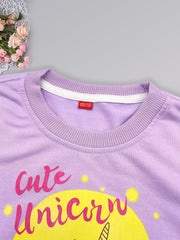 Girls' Unicorn Graphic Crew Neck Sweatshirt for Spring and Autumn
