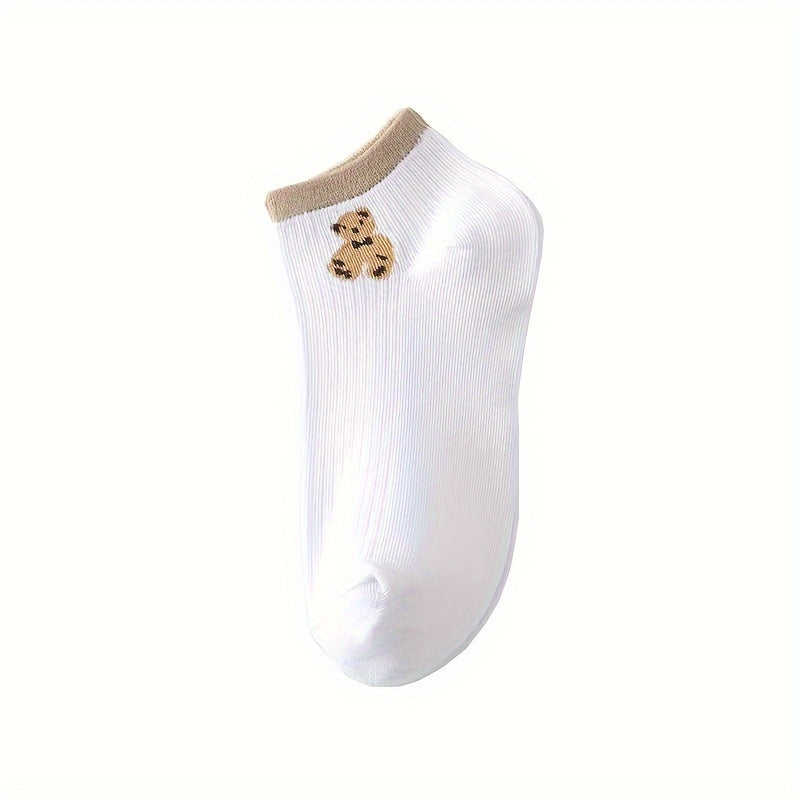 Cartoon Bear Print Low Cut Socks for Women