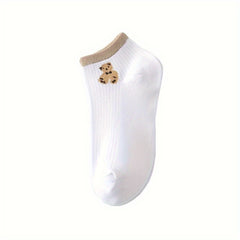 Cartoon Bear Print Low Cut Socks for Women
