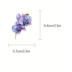 50pcs JJIJIAN Purple Romantic 2D Flower Stickers Vintage PET Stickers