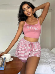 Women's Sleepwear Letter Print Cami & Shorts Pajama Set