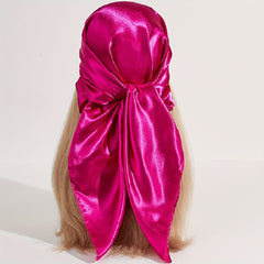 Solid Satin Bandana Silk Square Scarf Head Wrap Neckerchief Hair Accessories