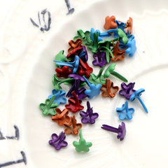 50pcs Mixed Paper Fasteners Metal Brads Mini Plum Shaped Scrapbooking Embellishm