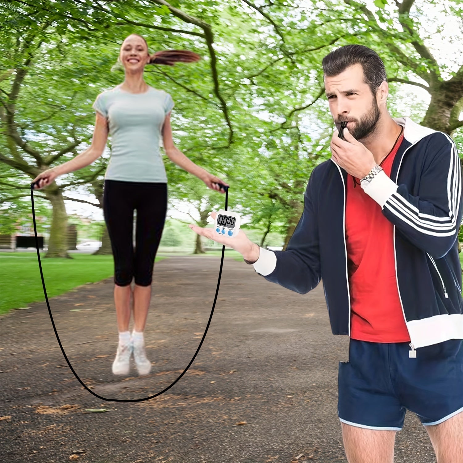 Interactive Skipping Rope Game Set with 2 Ropes & Timer - Outdoor Sports