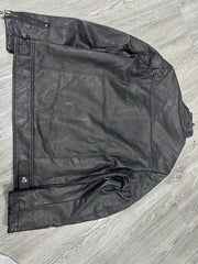 PU Biker Jacket Men's Casual Zipper Pockets Stand Collar Faux Leather Jacket