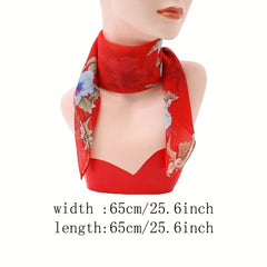 Floral Print Bandana Boho Chiffon Neckerchief Scarf Head Wrap Bag Handle Charm