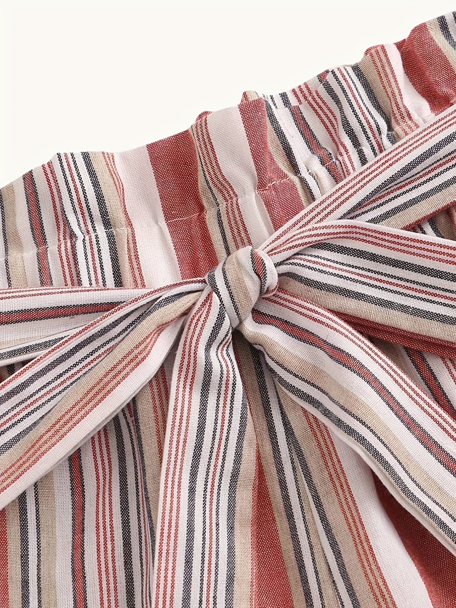 Striped Tie Waist Shorts Boho Shorts for Spring & Summer