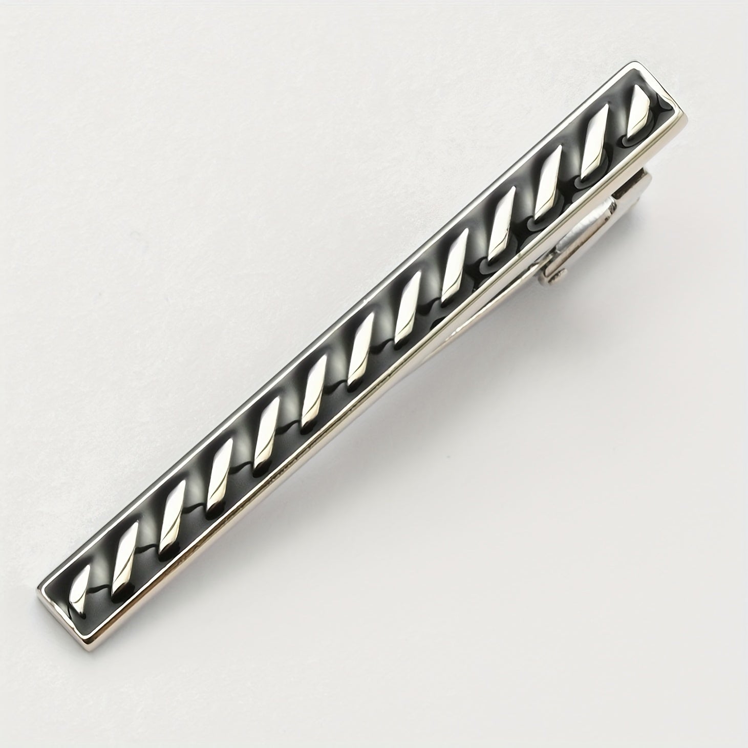Copper Metal Striped Men's Tie Clip