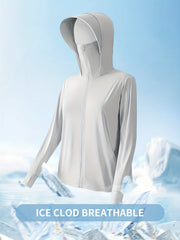 Hoodie Ponytail Hole Zip Up Long Sleeve Sun Protection Clothing