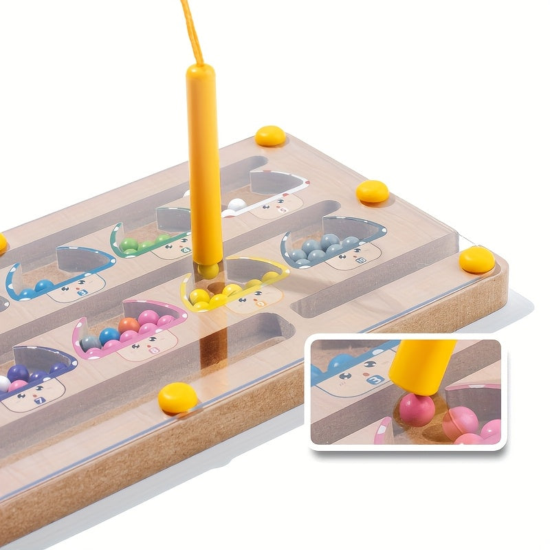 Wooden Mushroom Magnetic Maze Puzzle Toy for Fine Motor Skills