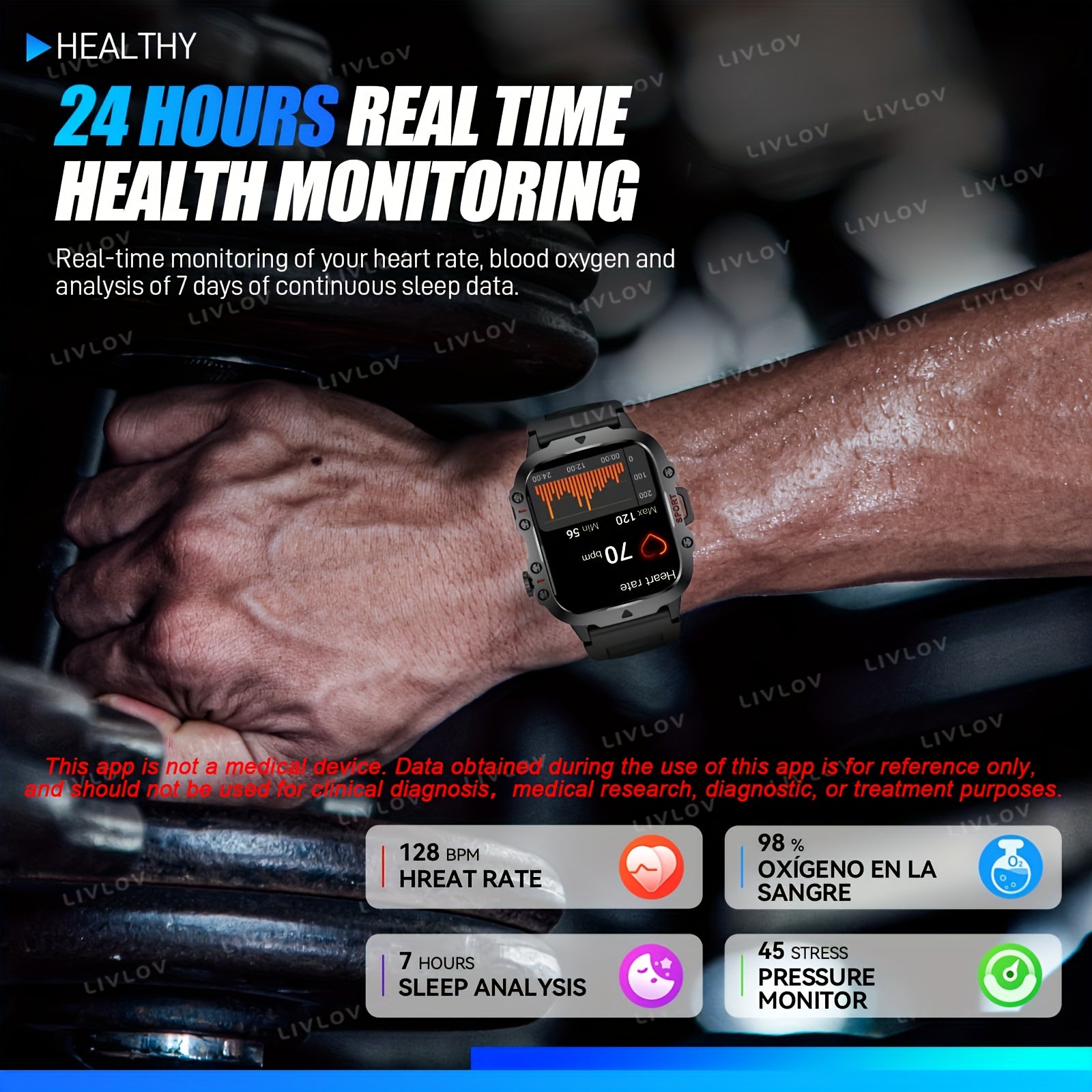 1.96'' Full Touch Screen Smart Watch Fitness Tracker with Voice Assistant