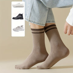 Men's Crew Socks Anti Odor Sweat Absorbing Cotton Striped Socks