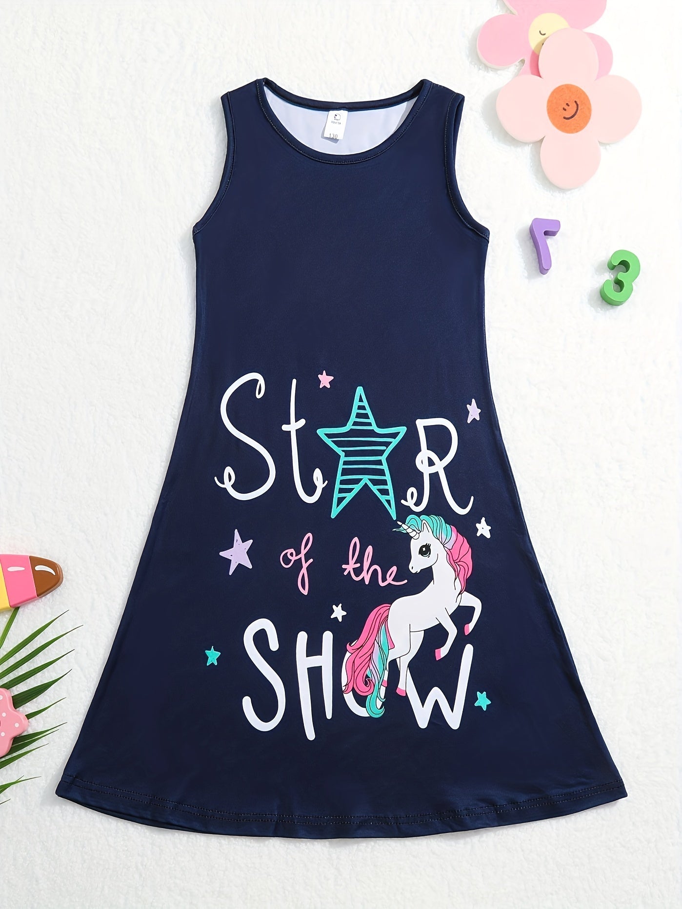 Girls 3D Unicorn & STAR OF THE SHOW Graphic Dress