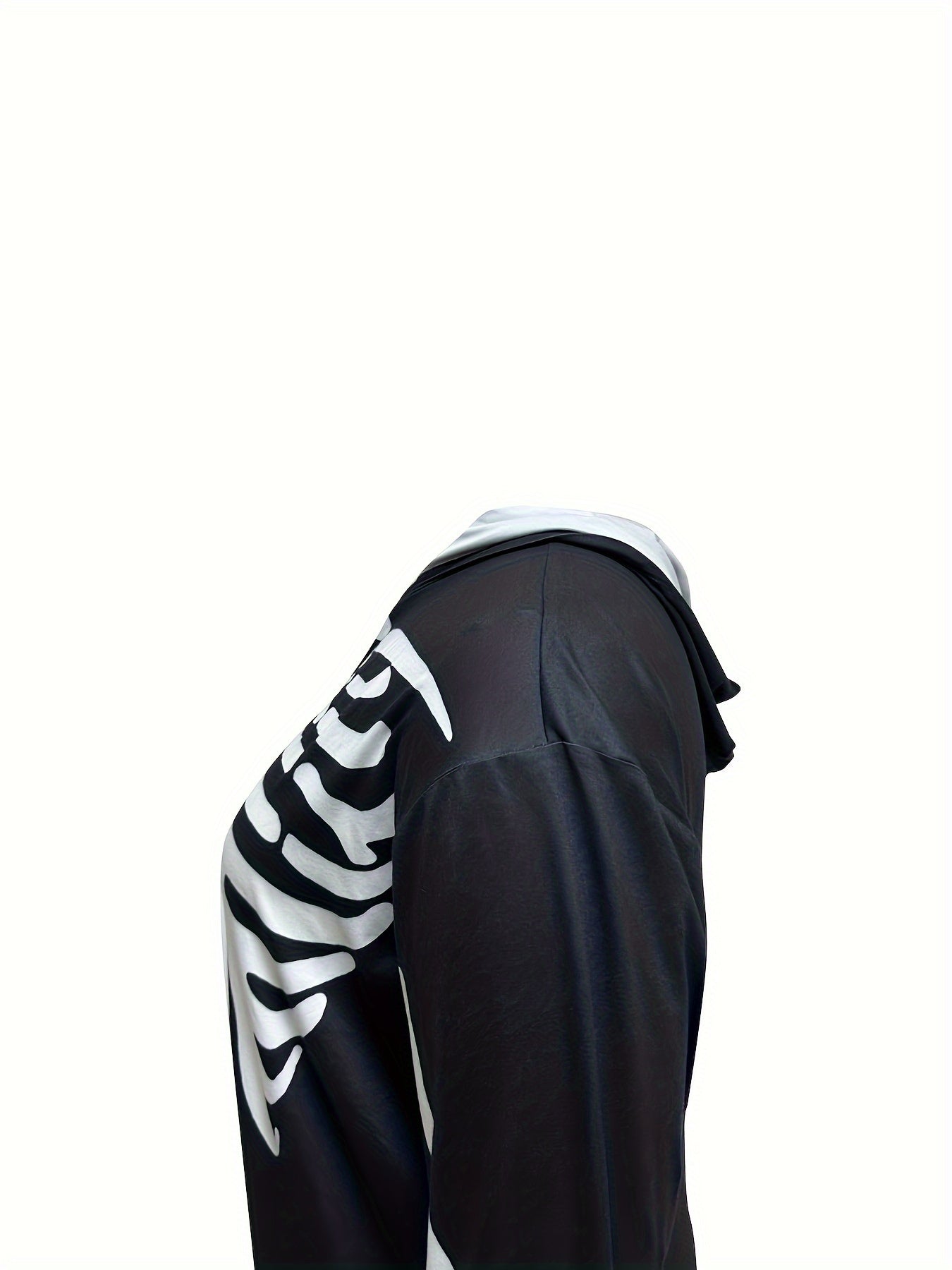 Gothic Skeleton Print Zipper Hooded Jumpsuit