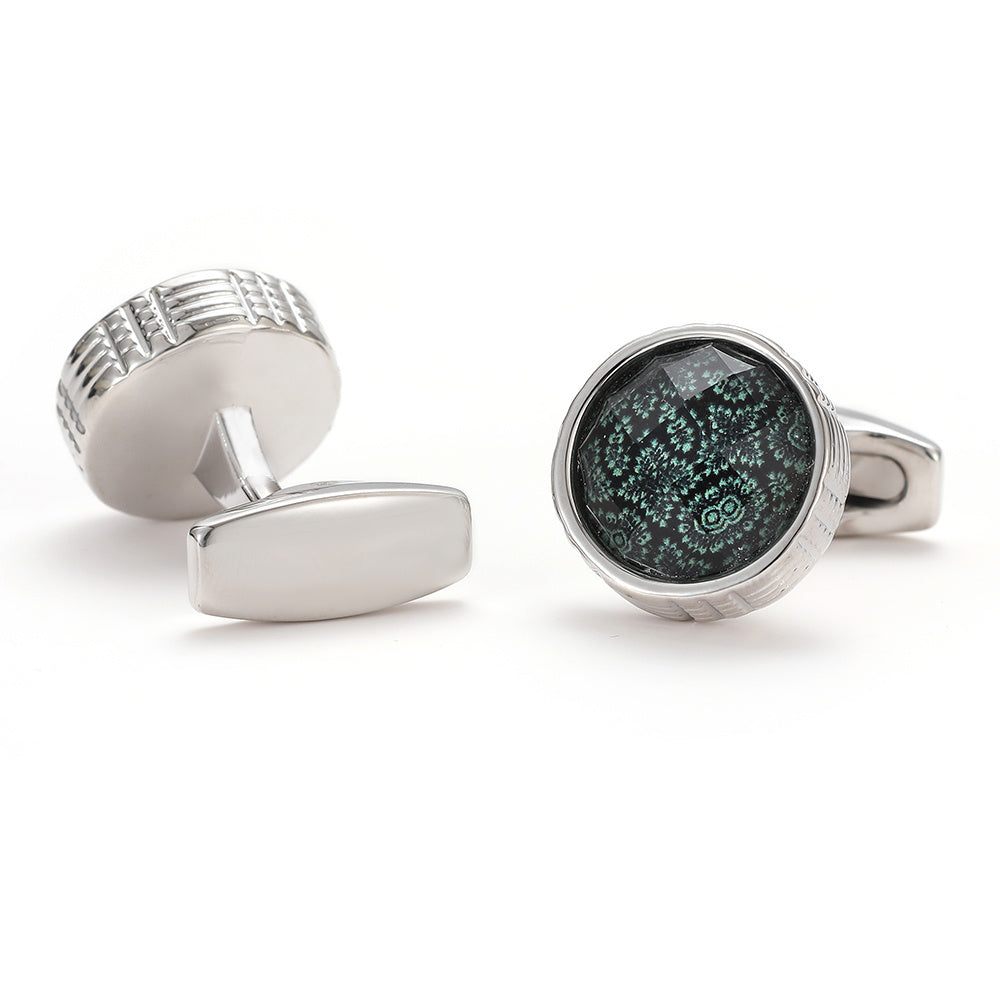 Men's Green Round Shirt Cufflinks