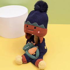 Kids Winter Cartoon Girls Beanie Pullover Hat And Scarf For Winter