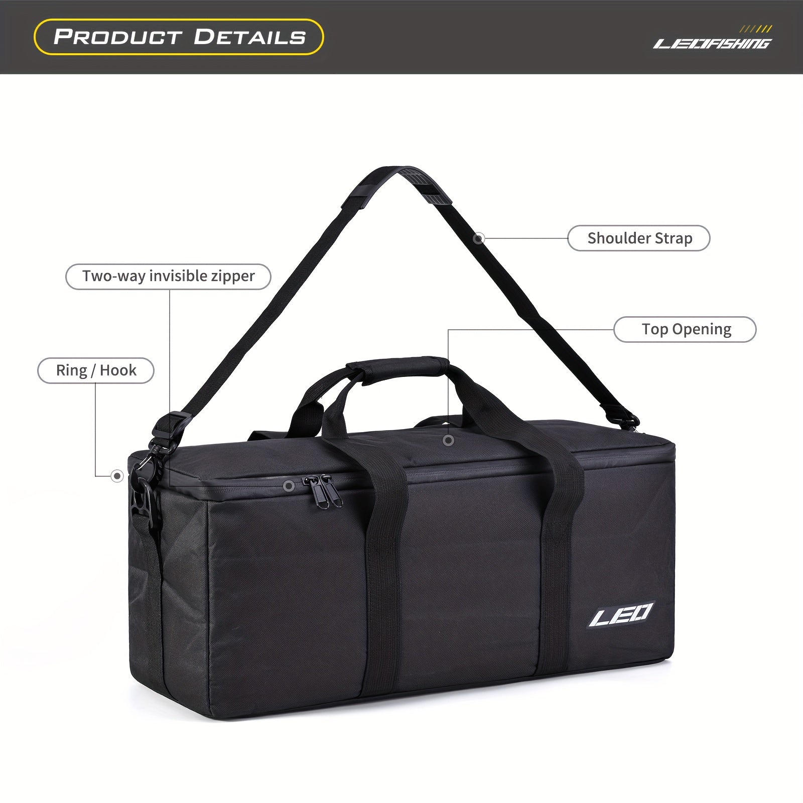 LEOFISHING Large Fishing Tackle Bag with Adjustable Strap