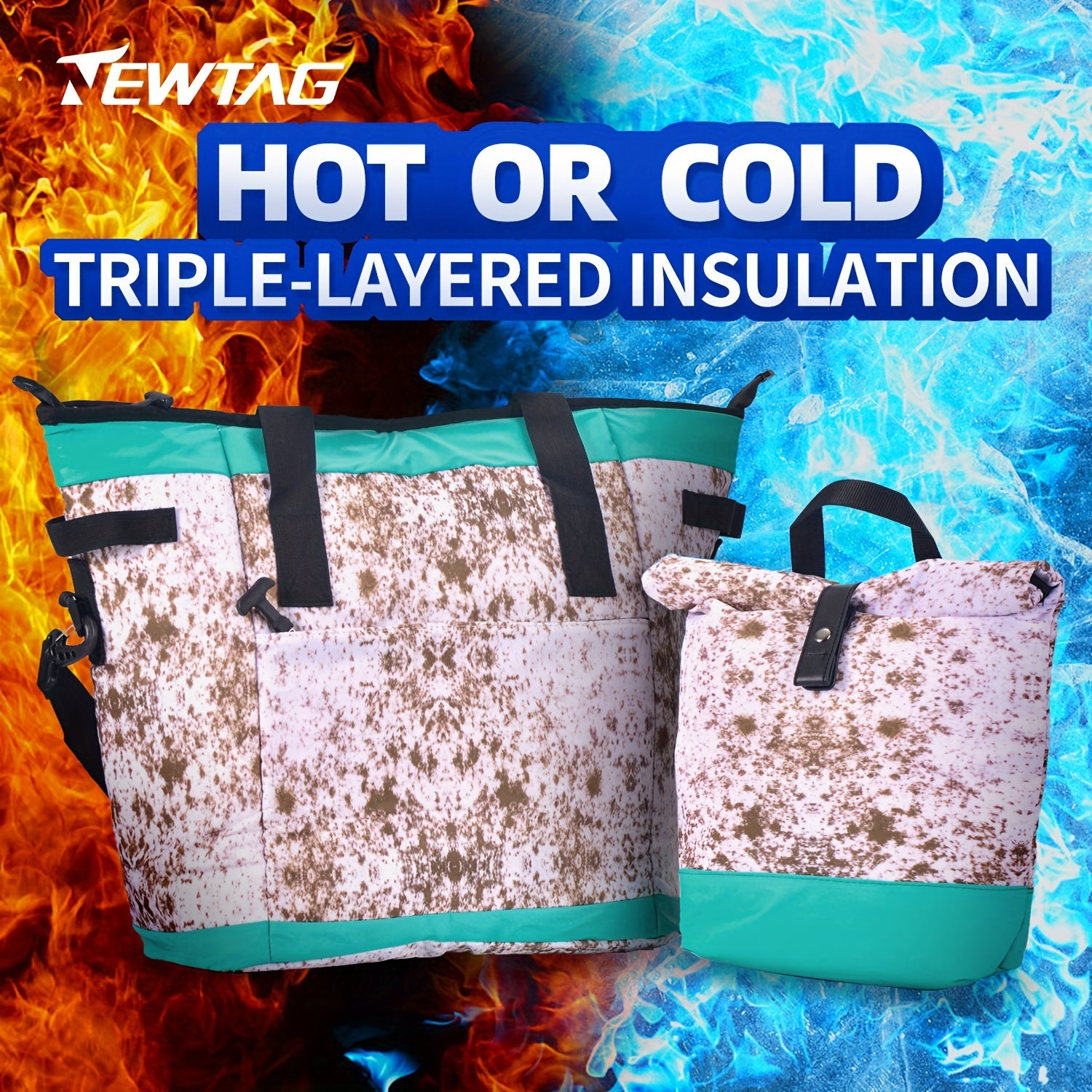 Portable Folding Waterproof Ice Bag Leopard Print Cooler