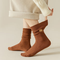 Double Needle Texture Mid Tube Socks Women's Stockings