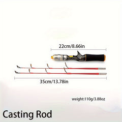 Portable Ice Fishing Spinning Casting Rod Plug-in Short Length