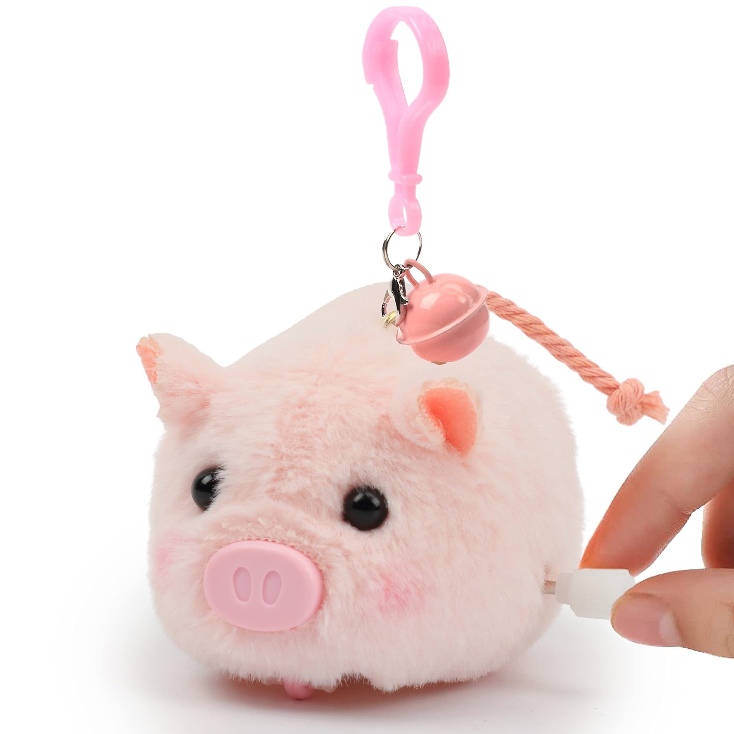 Clockwork Racing Bunny Pig Toy Plush Bell
