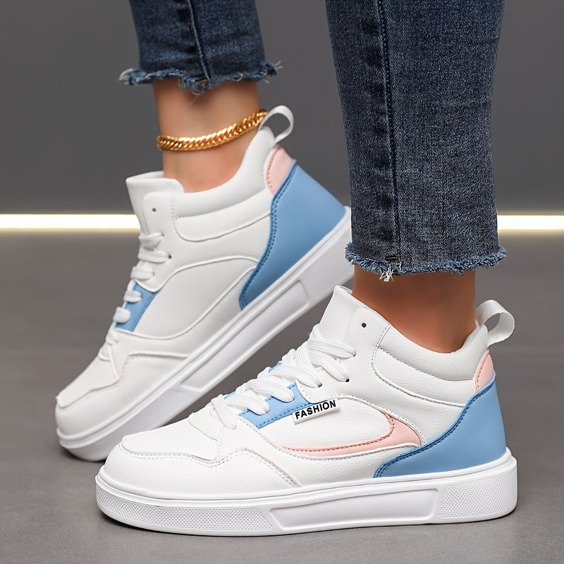 High Top Faux Leather Lace Up Skate Shoes