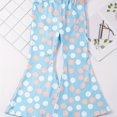 Girls Kids Polka Dot Flare Leg Pants Set Summer Clothes