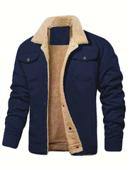 Classic Lapel Collar Winter Coat for Men