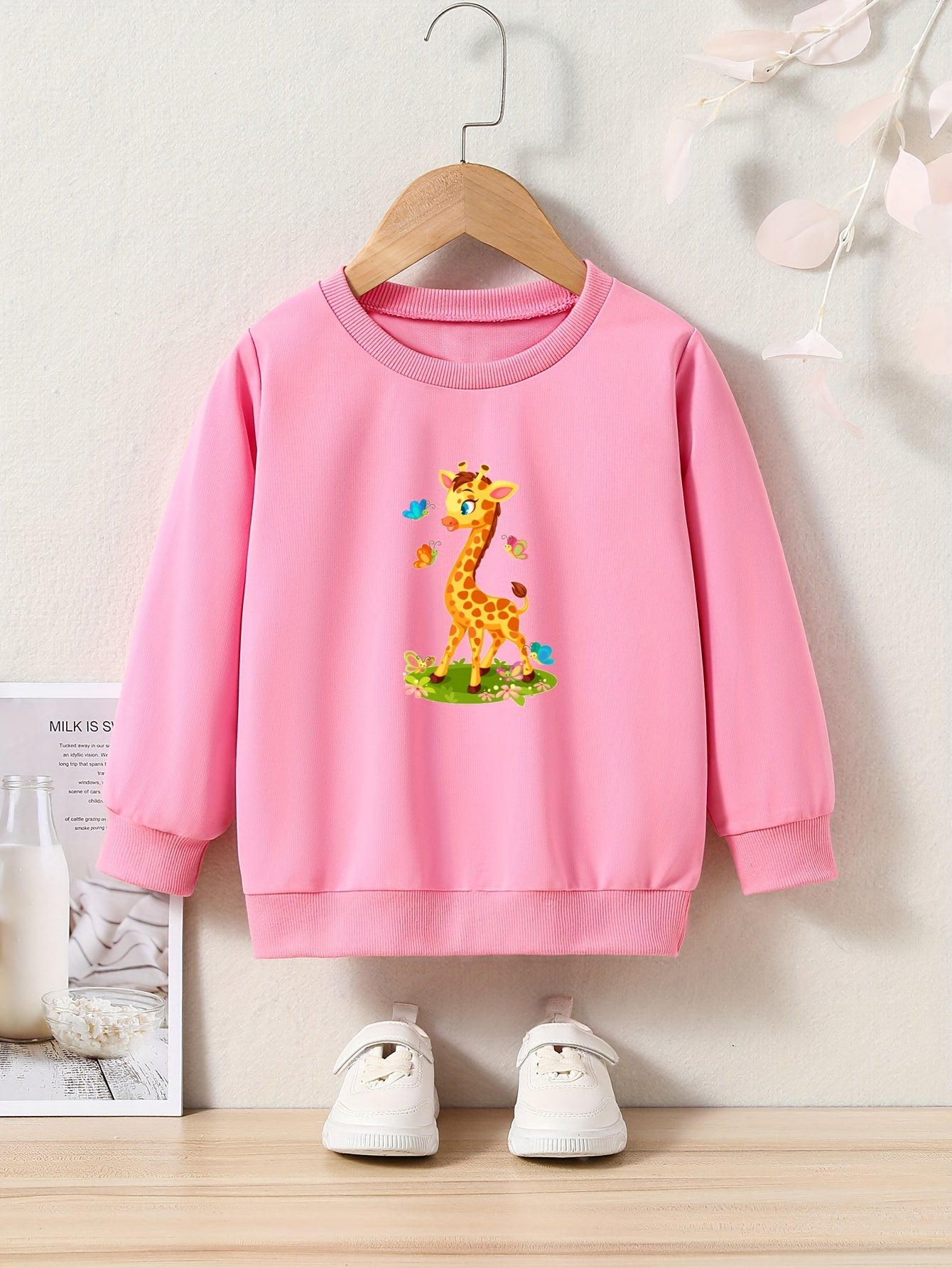 Toddler Kids Cartoon Giraffe Pattern Sweatshirt Top