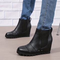 Women's Retro Wedge Ankle Boots Slip On Chelsea Boot