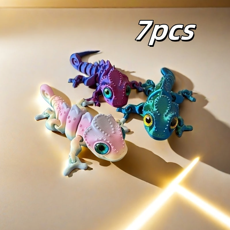 3D Printed Rainbow Chameleon Model Realistic Eyes Soft Limbs Vibrant Scales