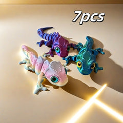 3D Printed Rainbow Chameleon Model Realistic Eyes Soft Limbs Vibrant Scales