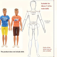 8pcs Men's Doll Clothing for 11-inch Dolls, Christmas Gift for Kids