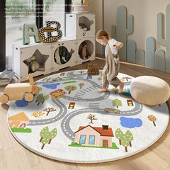 Fluffy Round Play Mat Bedside Rug Thick Faux Cashmere Kids Room Rug
