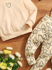 Toddler Girl's Heart Print 2pcs Set Sweatshirt & Sweatpants