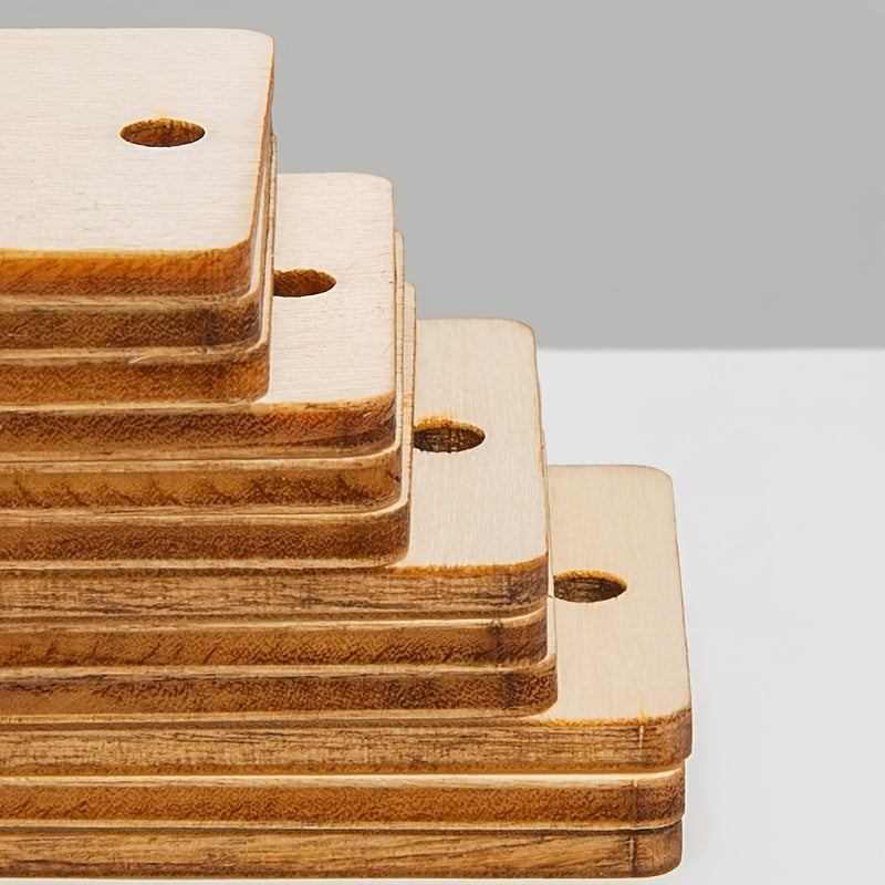 50pcs Wooden Geometric Ornaments Home Decoration Wood Chips Rectangle