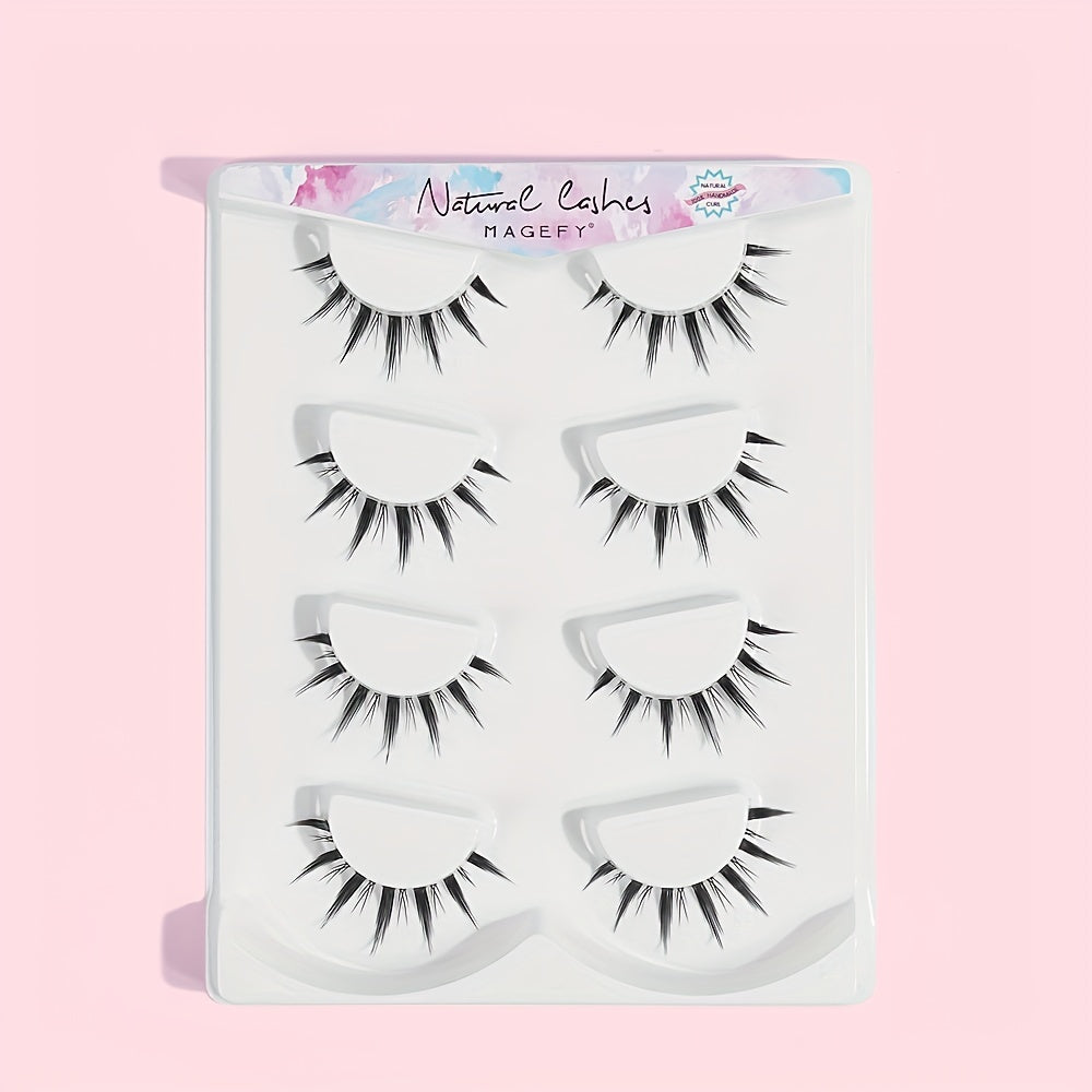 4 Pairs 3D Fiber Faux Mink Lashes C Curling Thick False Eyelashes