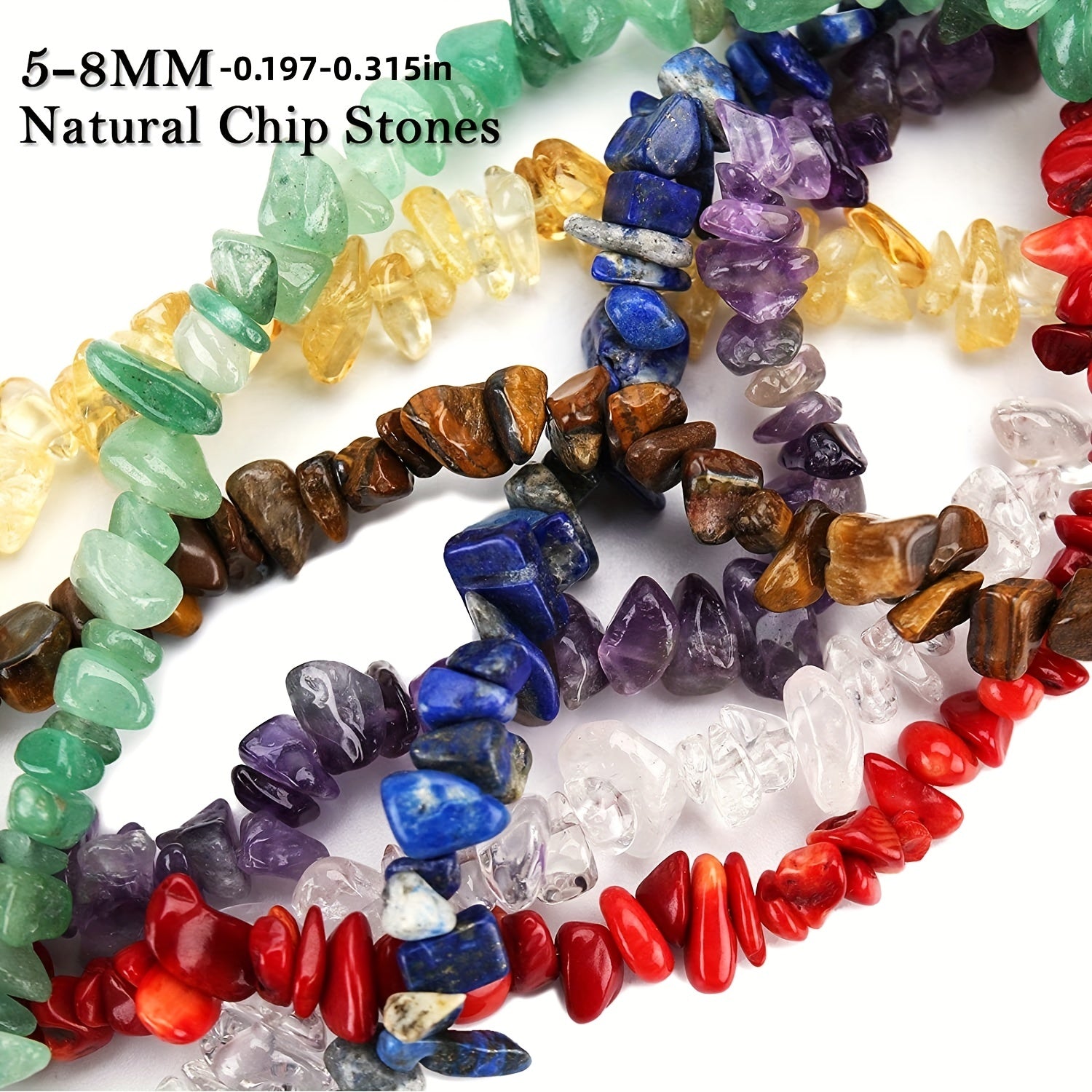 220pcs Natural Chip Stone Beads 5-8mm Multicolor Gemstones for Jewelry Making