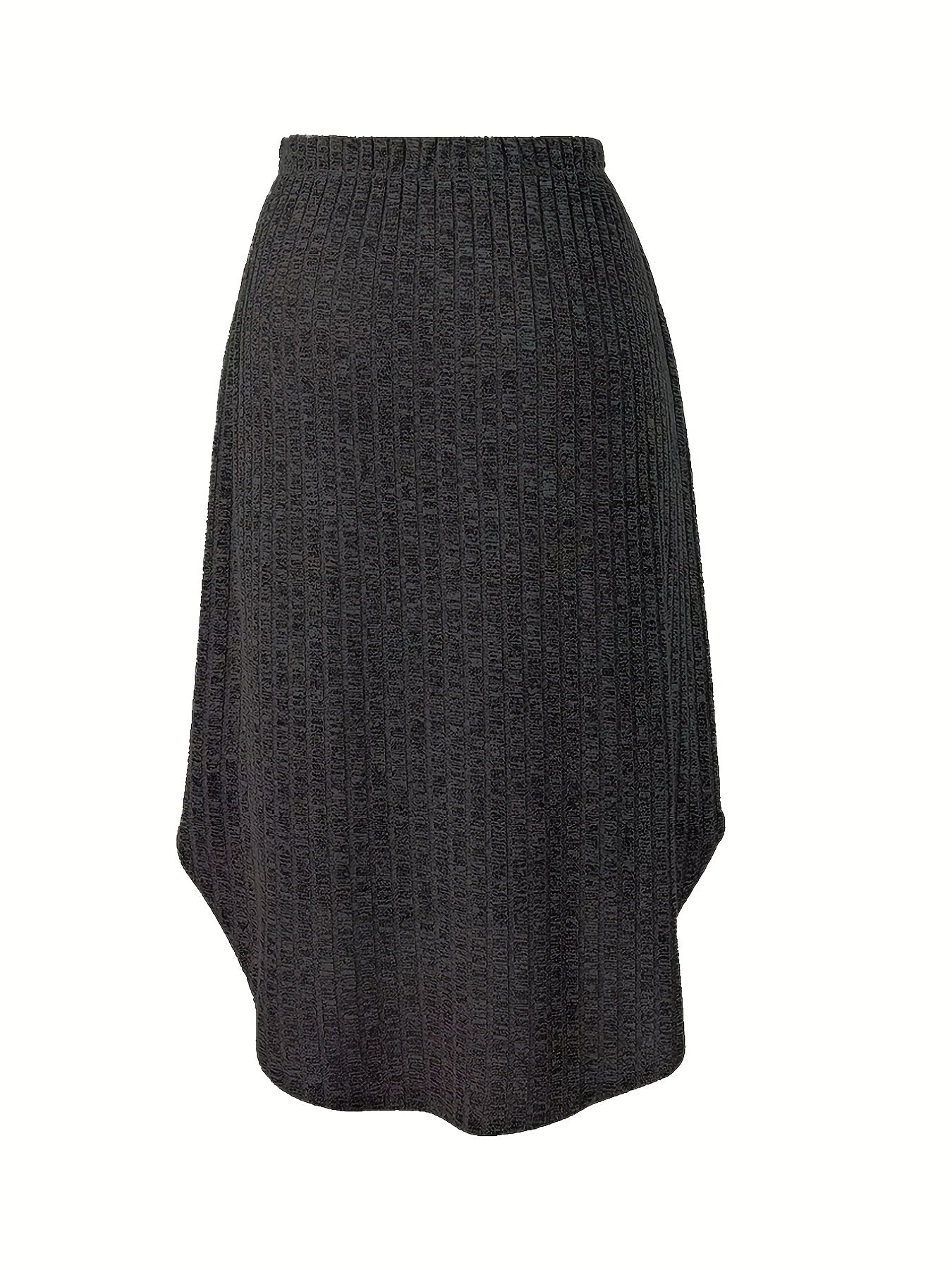 Solid Elastic Waist Skirt Casual High Waist Skirt For Spring & Summer