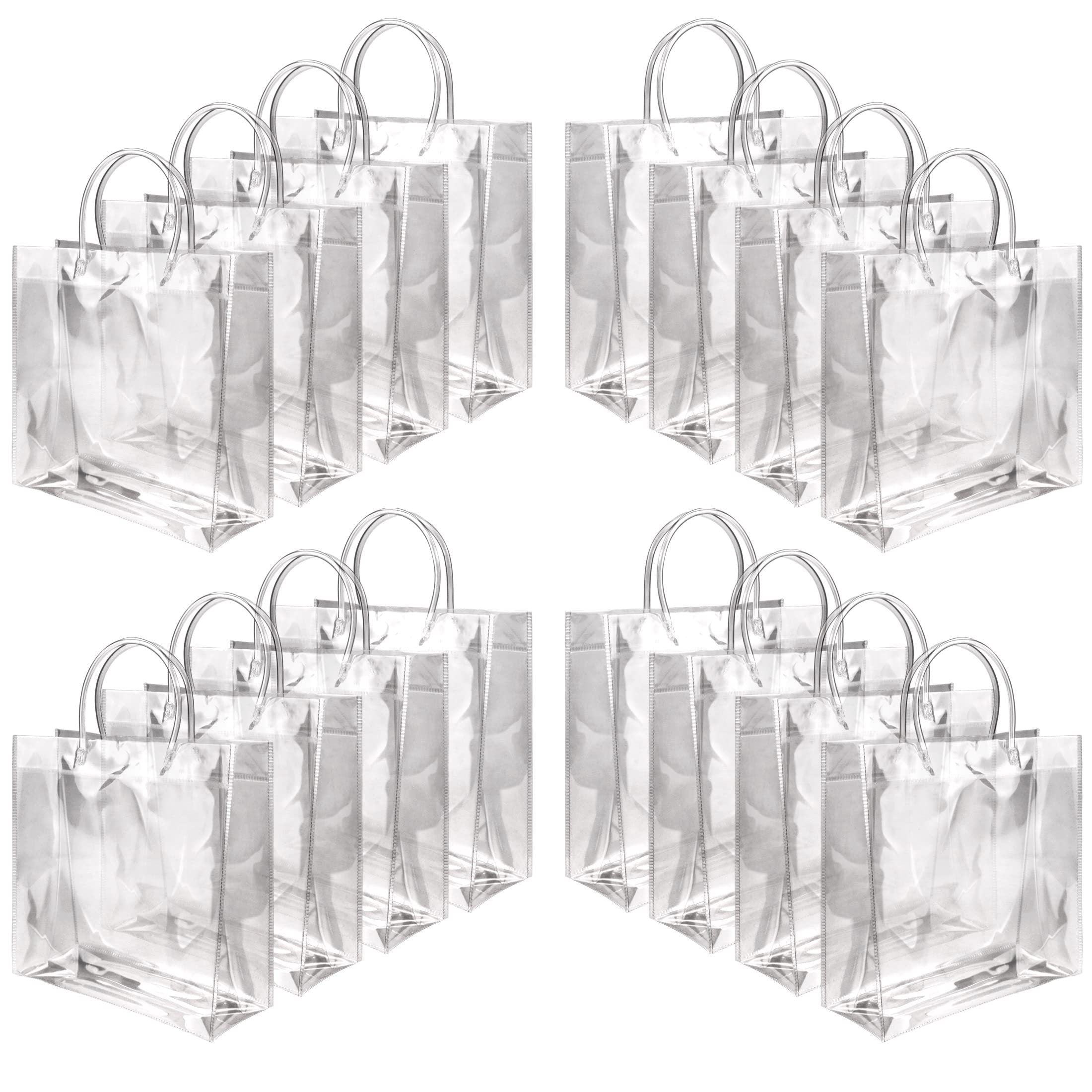 16pcs Clear Plastic Gift Bags Reusable Tote Bag